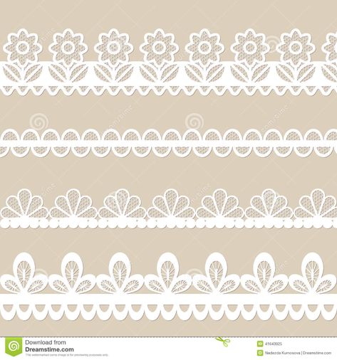 Set of lace vector borders stock vector. Illustration of graphic - 41643025 Vector Border, Paisley Art, Journal Stationery, Lace Edging, Lace Design, Pink Lace, Diy Fashion, Cricut Design, Lace Detail