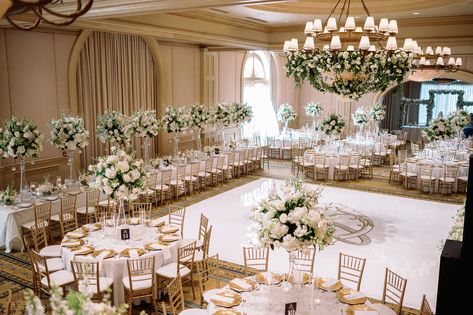 Champagne Wedding Theme Ceremony Decor, Wedding Reception Layout Floor Plans, Wedding Reception Tables Layout, Champagne Wedding Themes, Classic Wedding Reception, Bar Wedding Reception, Wedding Reception Layout, Round Wedding Tables, Wedding Hall Decorations