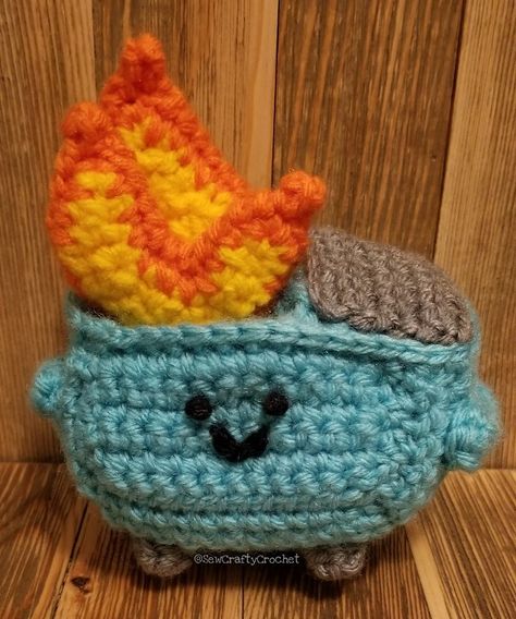 This Is Fine Dog, Twinkie Chan, Fire Designs, Dumpster Fire, Craft Show Ideas, Fun Crochet Projects, Wool Crafts, Crochet Dog, Diy Crochet Projects