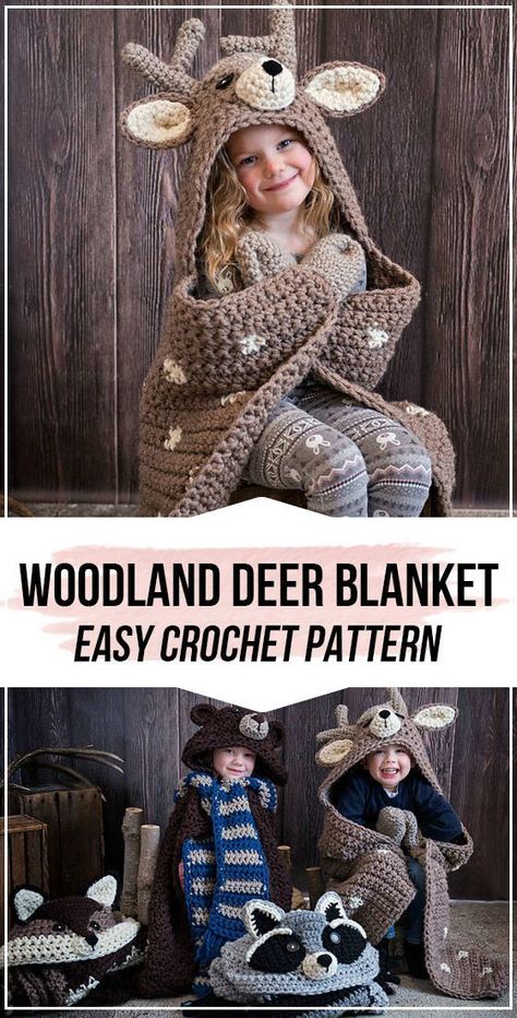 Crochet Woodland, Deer Blanket, Crochet Deer, Easy Knitting Projects, Woodland Deer, Pattern Blanket, Deer Pattern, Crochet Afghans, Blanket Knitting Patterns