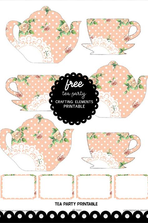 Free Teacup Printables, Paper Tea Cups Free Printable, Free Tea Party Printables, Tea Printables Free, Tea Party Invitations Printable Free, Ladies Tea Party Ideas Church, Diy Tea Party Decorations, Diy Tea Party Favors, Tea Cup Printable