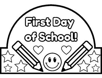 First Day Of School Crown By Kindy Journey 134 First Day Of School Hat Printable, First Day Of School Crown, First Day Printable, First Day School Sign, Preschool First Day, Preschool Classroom Decor, First Day School, School Coloring Pages, School Chalkboard