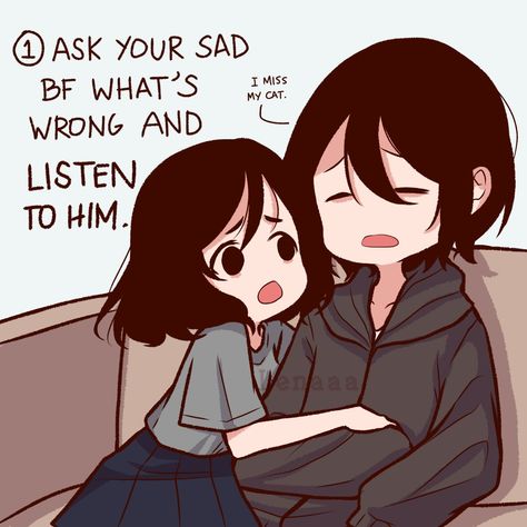 #digitalart #couple #lenalee #lena #girlfriend #boyfriend #love #romance #couple #couplegoals #couplecomic #comic #sad #sadboyfriend #listen #hug #worried Goth Boyfriends, I Miss My Cat, Type Of Girlfriend, Bad Boyfriend, Cute Couple Comics, Anime Boy Hair, Couples Comics, Relatable Crush Posts, Anime Couples Drawings