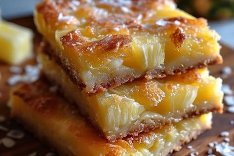 Tropical Paradise with Pineapple Bliss Bars - recipestasteful Strawberry Rhubarb Pie Recipe, Bliss Bars, Bliss Bar, Pineapple Dessert, Pineapple Dessert Recipes, Pineapple Desserts, Blueberry Coffee Cake, Pineapple Recipes, Dessert Bar Recipe