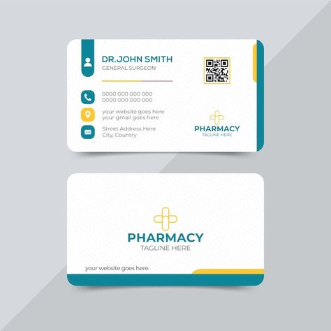 Vector modern clean doctor business card... | Premium Vector #Freepik #vector #medical-center #health-center #medical-clinic #hospital Medical Visiting Cards Design, Doctor Visiting Cards Design Creative, Visiting Card For Doctors, Doctor Card Design, Doctor Business Card Design, Clinic Business Card Design, Doctor Visiting Card, Popsicles Packaging, Visiting Cards Design