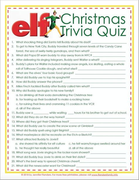 Try your hand at our Elf Trivia Christmas Quiz to see how you measure up against other fans of this beloved holiday movie. Elf Movie Party, Christmas Quiz Questions, Christmas Trivia Quiz, Elf Themed Christmas Party, Christmas Facts, Christmas Trivia Questions, Christmas Movie Trivia, Christmas Questions, Movie Games