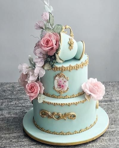 Bridgeton Cake Ideas, Vintage Tea Party Cake Ideas, Tea Pot Cake Ideas, Vintage Tea Party Cake, Tea Themed Cake, Victorian Cake Design, Tea Party Cake Birthday, Bridgerton Event, Bridgerton Cake