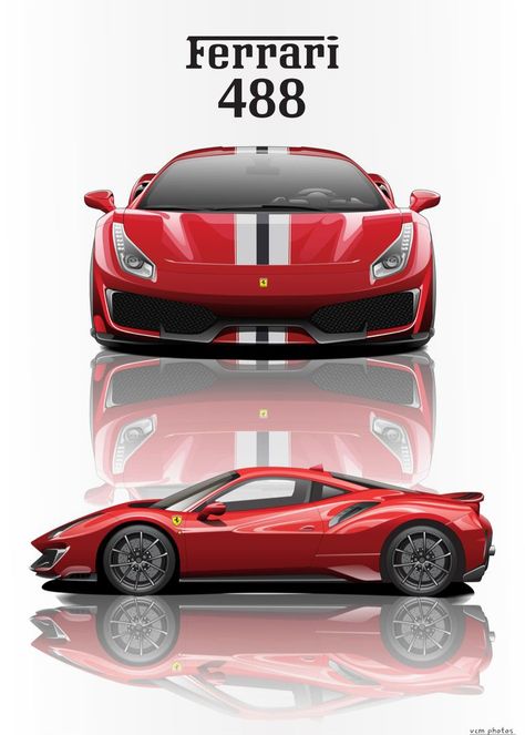 #Ferrari 488 Ferrari Poster, Ferrari 488, Conceptual Photography, Ferrari Car, Pretty Cars, Car Posters, Car Lover, Car Painting, Car Wallpapers