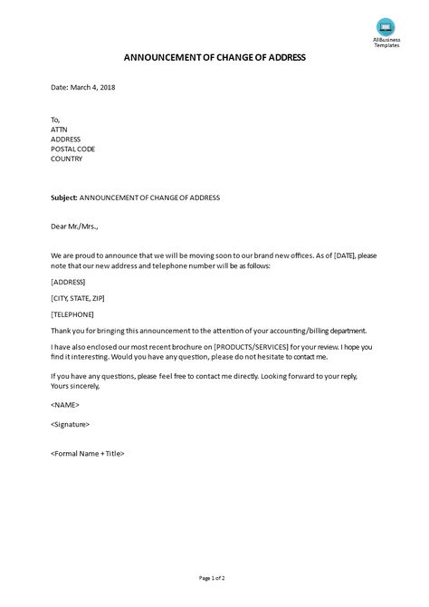 Announcement of Change of Address - Do you need a Change of address announcement? We provide a perfectly crafted Change of address announcement that fits your needs! Address Change Announcement, Candle Photography Dark, Business Case Template, Need A Change, Letter Of Intent, Certificate Of Appreciation, Business Emails, Letterhead Template, Community Business