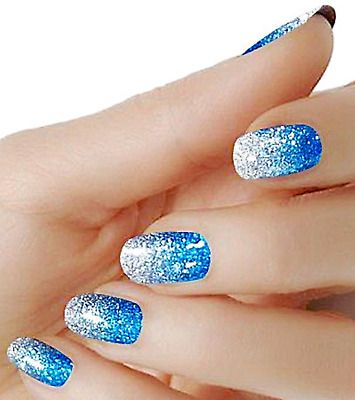 Light Blue Ombre color wraps real nail polish strips M84 street art | eBay January Cruise Nails, Blue Ombre Wedding Nails, Blue And Silver Ombre Nails, Blue Sparkly Ombre Nails, Ice Nails Designs, Disney Inspired Nails Acrylic, Blue Oval Nails, Royal Blue Ombre Nails, Blue Tips Nails