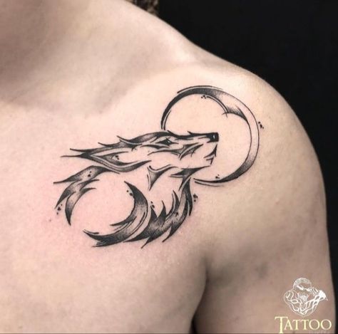 Minimal Wolf Tattoo, Chest Tattoo Simple, Upper Shoulder Tattoo, Wolf Tattoos For Women, Indian Feather Tattoos, Small Wolf Tattoo, Full Hand Tattoo, Feminine Skull Tattoos, Wolf Tattoos Men