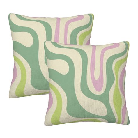 PRICES MAY VARY. Polyester Retro Swirls Abstract in Soft Pastel Lavender Pink Lime Green Cream. A little bit modern, a little bit retro, a little bit trippy; cool trendy design in pretty light pastel purple pink sage tones. All the sage green pillow covers owned great unique design and also with vivid color, for that instant zhuzh factor in any room. Home improvement made easy! These highly practical beautiful indoor pillows in various sizes serve as statement pieces, creating a personalized env Pastel Pillow Covers, Retro Pastel Decor, Purple Green Decor, Lime Green Living Room, Light Purple Bedroom, Green And Purple Bedroom, Lavender Comforter, Sage Green Pillow, Lime Green Pillows