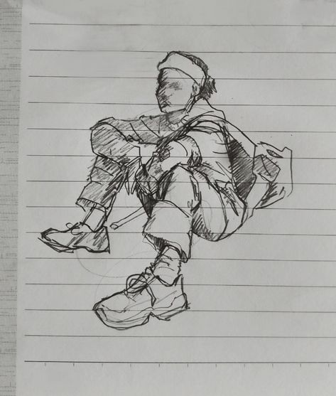 Art with pencil Lean Against Wall Pose Drawing, Sitting Leaning Back Pose Reference, Person Sitting Against Wall Reference, Sitting On Stairs Poses Drawing, People Sitting Back To Back, Person Sitting Against Wall, Sitting On Floor Drawing, Boy Sitting Drawing, Character Sitting Pose