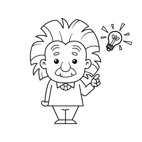 Albert Einstein Drawing Easy, Albert Einstein Drawing Cartoon, Albert Einstein Cartoon, Math Cartoons, Birthday Flags, Little Einsteins, Sunday School Crafts For Kids, Portrait Cartoon, Simple Cartoon