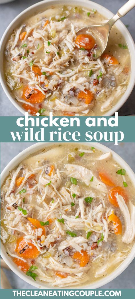 This Chicken Wild Rice Soup Recipe is simply the best! Loaded with chicken and veggies and done in under an hour! Healthy and delicious! Easy to make in your crockpot or on stovetop. Creamy Chicken And Wild Rice, Simple Soups, Chicken And Wild Rice Soup, Wild Rice Soup Recipes, Chicken Wild Rice, Slow Cooker Creamy Chicken, Chicken Wild Rice Soup, Creamy Chicken And Rice, Rice Soup Recipes