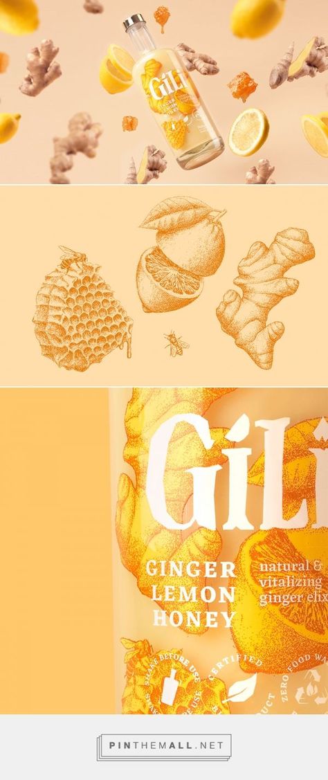 Ginger Packaging Design, Ginger Packaging, Ginger Illustration, Ginger Lemon And Honey, Juice Packaging Design, Jam Packaging, Ginger Chocolate, Lemon And Honey, Natural Ginger