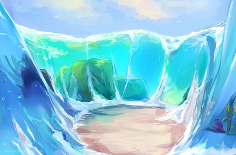 Moana Water, Moana Background, Moana Fanart, Moana Art, Disney Mural, Baby Animal Drawings, Disney Paintings, Disney Background, Water Drawing