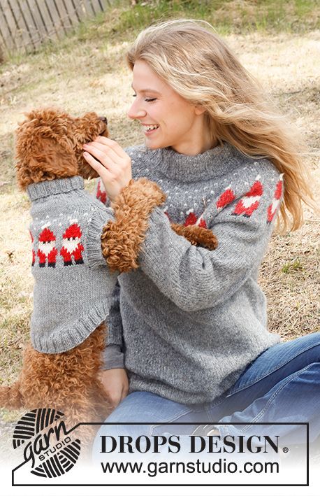 Merry Santas / DROPS 228-48 - Free knitting patterns by DROPS Design Holiday Knitting Patterns, Christmas Knits, Knitting Christmas, Knitted Christmas Jumpers, Knitted Patterns, Knitting Sweaters, Holiday Knits, Santa Patterns, Pull Bebe