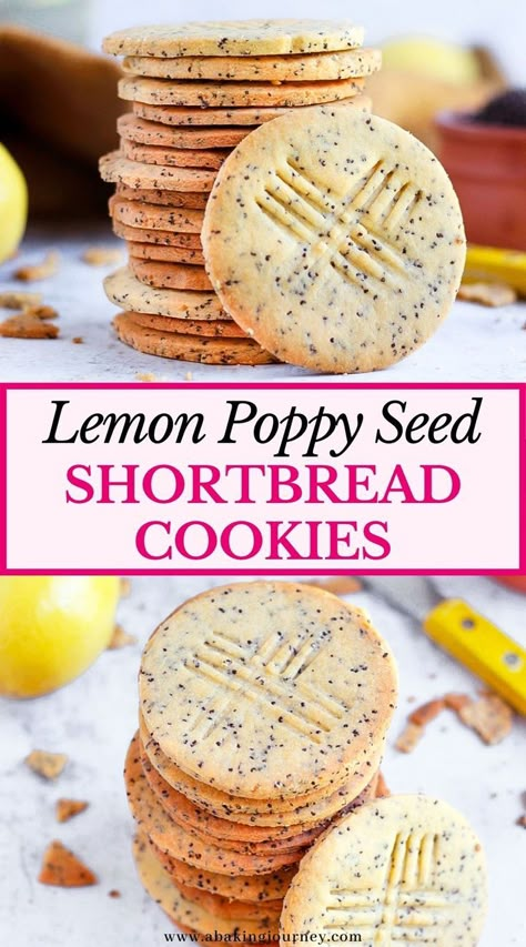 Lemon Poppyseed Cookie, Poppyseed Cookies, Poppy Seed Recipes, Easy Shortbread Cookies, Easy Shortbread Cookie Recipe, Lemon Poppy Seed Cookies, Poppy Seed Cookies, Butter Shortbread Cookies, Easy Shortbread