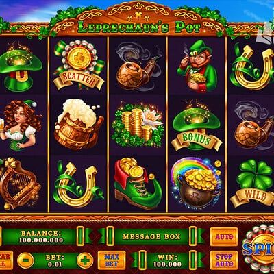 ArtStation - Slotopaint GameDesign Leprechaun Games, Vintage Slot Machines, Slot Machines For Sale, Irish Symbols, Magic Bottles, Image Reference, Fairy Forest, Space Games, Casino Slot Games