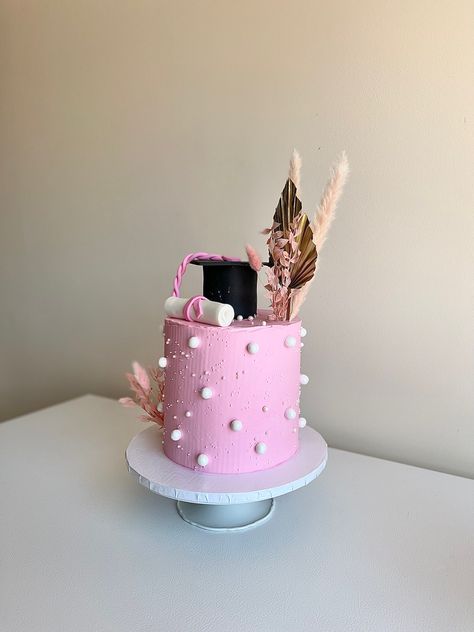 Pink graduation cake with degree and cap. Graduation Pink Cake, Pink Graduation Cake Ideas, Pink Grad Cake, Graduation Cake Ideas, Pink Graduation, Graduation Party Cake, Grad Cake, Graduation Cake, Graduation Cakes