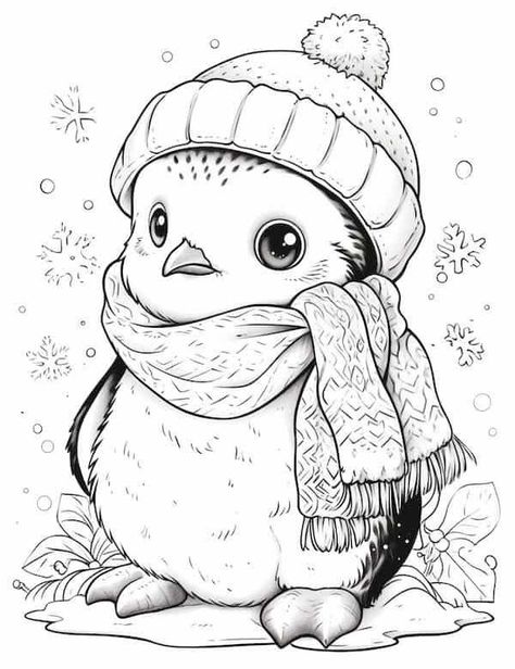 Free Christmas Coloring Pages Printables, Penguin Coloring Page, Our Mindful Life, Winter Penguin, Penguin Coloring Pages, Penguin Coloring, Penguin Drawing, Family Coloring Pages, Penguin Art