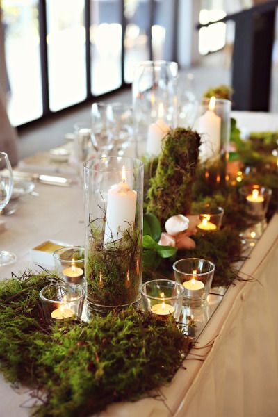 Moss Wedding Table Decor, Moss Table Decor, Moss Wedding Table, Moss Centerpiece Wedding, Moss Wedding Decor, Enchanted Forest Centerpieces, Buffet Setting, Long Table Centerpieces, Moss Table Runner