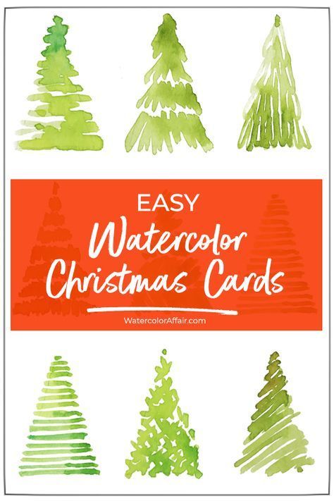 Easy Watercolor Christmas, Diy Christmas Cards Easy, Christmas Card Tutorials, Simple Christmas Cards, Christmas Card Art, Watercolor Christmas Cards, Watercolor Christmas, Diy Christmas Cards, Card Tutorial