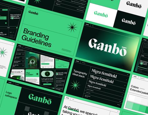 Ganbō - Branding & Web on Behance Branding Deck Design, Branding Presentation Layout, Company Values Design, Brandbook Brand Guidelines, Crypto Branding, Brandbook Design, Business Template Design, Brand Guidelines Book, Pitch Deck Design