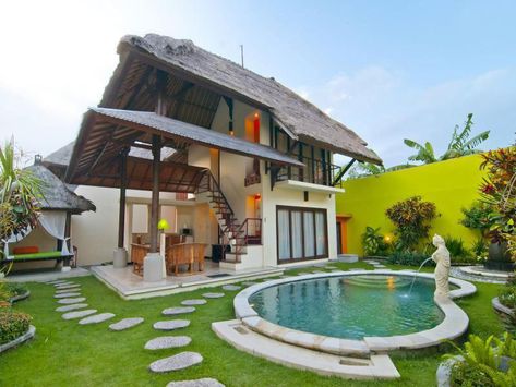 Hut House, Tropical House Design, Small Villa, Bamboo House Design, Bali House, Rest House, Bamboo House, Garden Villa, Resort Design