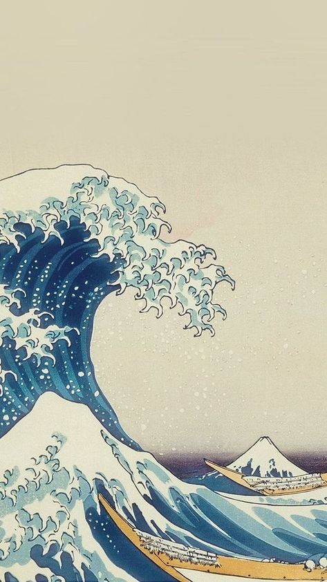 🌊𝚍𝚎𝚕 🌊💫 Japanese Art Wallpaper Iphone, Japanese Art Wallpaper, Mars Wallpaper, Iphone Wallpaper Texture, Wave Drawing, Simplistic Wallpaper, Ocean Waves Painting, The Great Wave, Waves Wallpaper