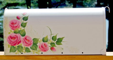 Lovely Pink Rose Mailbox by ArtfulM on Etsy Mailbox Painting, Peace Roses, Hand Painted Mailboxes, Painted Mailbox, Painted Mailboxes, Steel Mailbox, Peace Rose, Mounted Mailbox, Rust Oleum