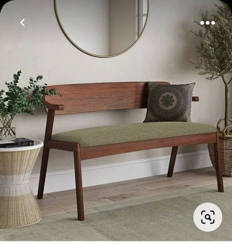 Small Foyer Bench Entryway, Contemporary Bench Entryway, Green Bench Entryway, Small Entryway With Storage Bench, Low Bench Entryway, Chairs For Entryway, Mid Century Modern Entryway Bench, Small Entrance Bench Ideas, Sitout Designs Bench