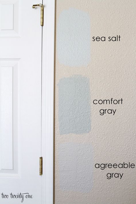 Agreeable Gray And Sea Salt, Sea Salt And Agreeable Gray, Comfort Gray Sherwin Williams Bedroom, Comfort Gray Sherwin Williams, Sea Salt And Navy, Grey Interior Paint, Sherwin Williams Sea Salt, Paint Sea, Comfort Grey