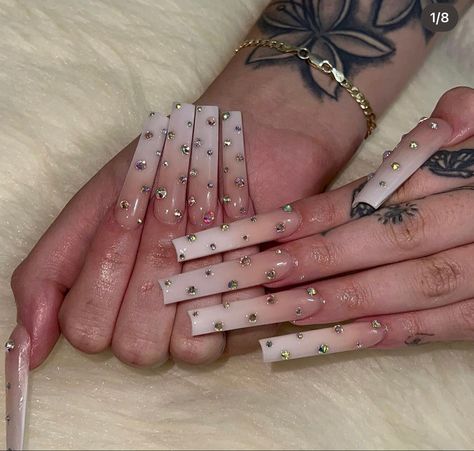 Nails For Dance, Bling Nail Art, Quinceanera Nails, Nails For Women, Gold Nail Polish, Coffin Press On Nails, Long Nail, Homecoming Nails, Long Nail Designs