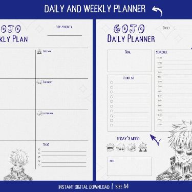 daily weekly planner templates jujutsu kaisen digital #productivityplanner🆗 Anime Daily Planner, Digital Planner Ideas, Student Weekly Planner, Anime Gojo, Goodnotes Digital Planner, Quarterly Planner, Digital Weekly Planner, Daily Weekly Planner, Weekly Planner Template