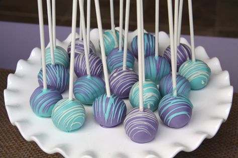 Raya Birthday Party Ideas, Cake Pop Designs Birthday, Raya Birthday Cake, Stitch Cake Pops, Lavender And Teal Birthday Party Ideas, Mermaid Cake Balls, Teal And Purple Birthday Party Ideas, Raya Birthday Party, Cake Pop Mermaid