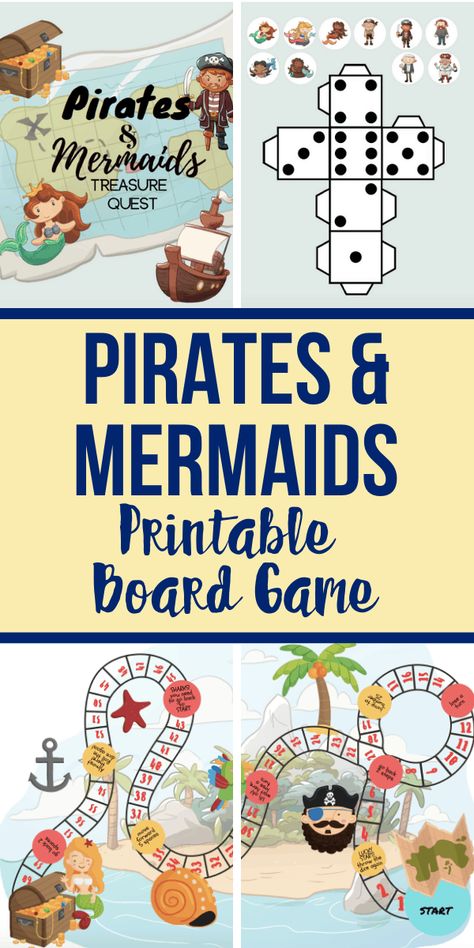 Pirate Themed Activities For Kids, Pirate Classroom Activities, Pirate Themed Classroom Activities, Pirate Theme Games Activities, Games For Kindergarteners, Printable Board Games For Kids, Free Printable Board Games, Pirate Games For Kids, Pirates And Mermaids Activities