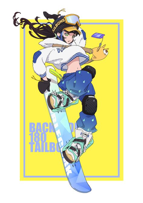 ArtStation - Snowboard Snowboarding Reference, Snowboard Art Design, Snowboarding Graphic Design, Anime Snowboard, Snowboarder Illustration, Snowboarding Drawings, Snowboarding Drawing, Snowboard Poses, Skiing Drawing