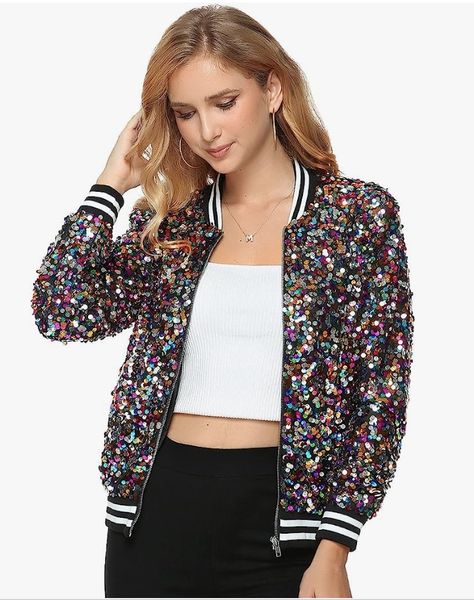 #erasoutfit #taylorswift #taylorswiftoutfit Eras Tour Outfits, Womens Jackets Casual, Sequin Blazer, Sequin Jacket, Long Sleeve Sequin, Zipper Jacket, Professional Outfits, Party Birthday, Concert Outfit