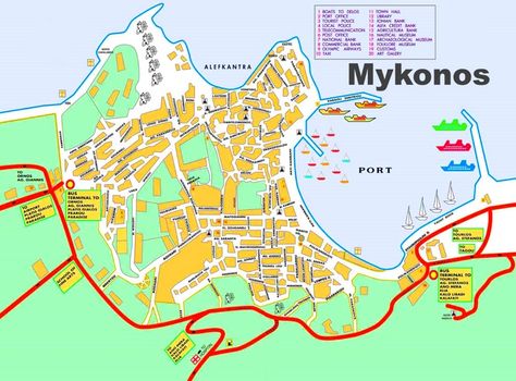 Mykonos Town tourist map Greek Isles Cruise, Greece Map, Europe 2024, Mykonos Town, Menu Printing, Greek Isles, Bus Terminal, Tourist Map, Town Map