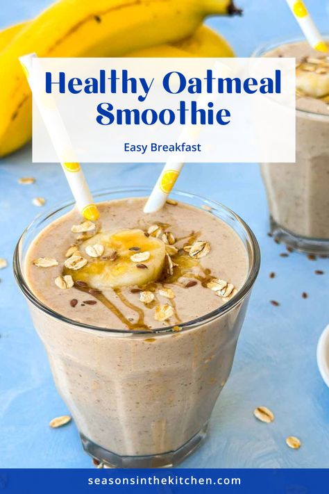 Energize your day with our Healthy Oatmeal Smoothie! A burst of oatmeal goodness and vibrant flavors in every sip, this smoothie will make you feel invigorated. Enjoy this wholesome treat together, savoring every delicious moment, sip by sip. Oatmeal Shake Recipes, Oat Smoothie Recipes, Smoothies With Oats, Oatmeal Healthy Recipes, Oats Banana Peanut Butter, Breakfast Smoothie Healthy, Oatmeal Smoothies Healthy, Oatmeal Shake, Sweet Breakfast Casserole