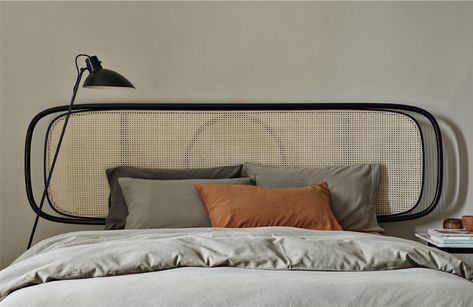 New Collaboration with Selected Designers from Gebrüder Thonet Vienna - InteriorZine Double Bed Designs, Note Design Studio, Rattan Headboard, Black Headboard, Yellow Bathrooms, Design Innovation, Headboards, Bedroom Inspo, Design Awards