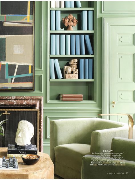 Canada Dream, Green Library, Colorful Homes, Painted Bookshelves, Edwardian House, Eclectic House, Wall Paint Colors, Library Design, Spare Room