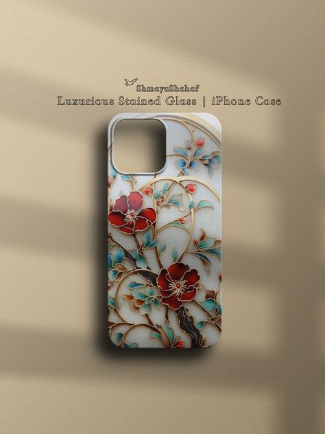 Stained Glass Phone Case, Iphone 13 Cases Aesthetic, Elegant Phone Cases, Iphone 12 Case Aesthetic, Iphone Phone Cases Aesthetic, Classy Phone Cases, Iphone Case Elegant, Red White And Blue Flowers, Customized Phone Case