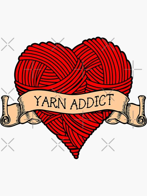 "Yarn addict tattoo" Sticker for Sale by B0red | Redbubble Yarn Tattoo, Realistic Crochet, Yarn Heart, School Tattoo, Tattoo Sticker, Old School Tattoo, Tattoo Stickers, Tattoo Style, Crochet Yarn