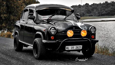 Modified black Ambassador from Kerala Maruti Suzuki 800, Ambassador Car, Best Car Interior, Custom Scooter, Jeep Wallpaper, Bmw Interior, Vintage Mustang, Bmw Performance, Old Vintage Cars