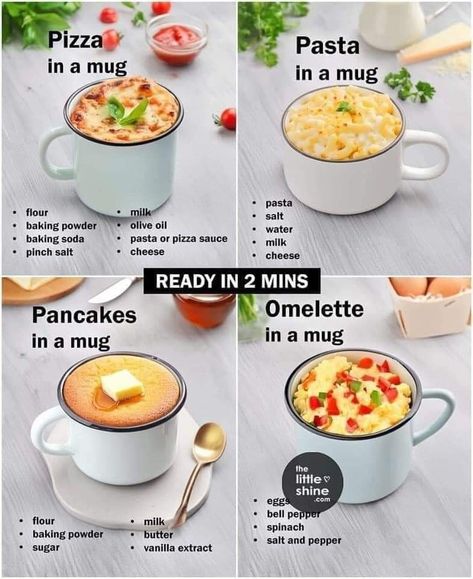 Pizza In A Mug, Mug Meals, Microwave Mug Recipes, Mug Recipes, Microwave Cooking, In A Mug, Microwave Recipes, Sweet Snacks Recipes, Healthy Kitchen