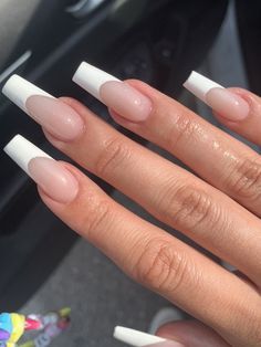 Matte French Tip Nails White, Cancun Nail Ideas Acrylic, Acrylic Nails Long, Nails Long Square, Unghie Nail Art, 2023 Nails, Bing Bong, Nails Classy, French Tip Acrylic Nails