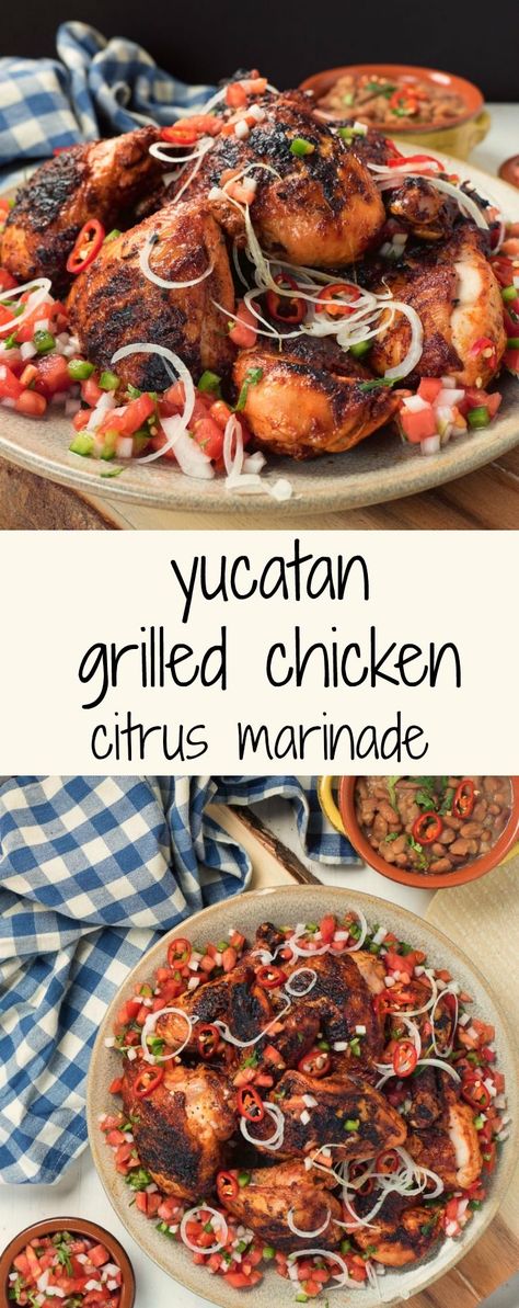 Bring the taste of Mexico to your grill with this easy to make Yucatan chicken. Citrus Chicken Marinade, Mexican Recipies, Mexican Favorites, South American Recipes, Dry Rubs, Bbq Shrimp, Ethnic Food, Turkey Recipe, Yummy Chicken Recipes